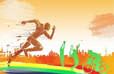 黃色橙色校運會黃橙亮色運動會海報